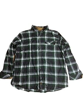 Legendary Whitetails Buck Camp Flannel Shirt Green Plaid Mens 2XT Tall
